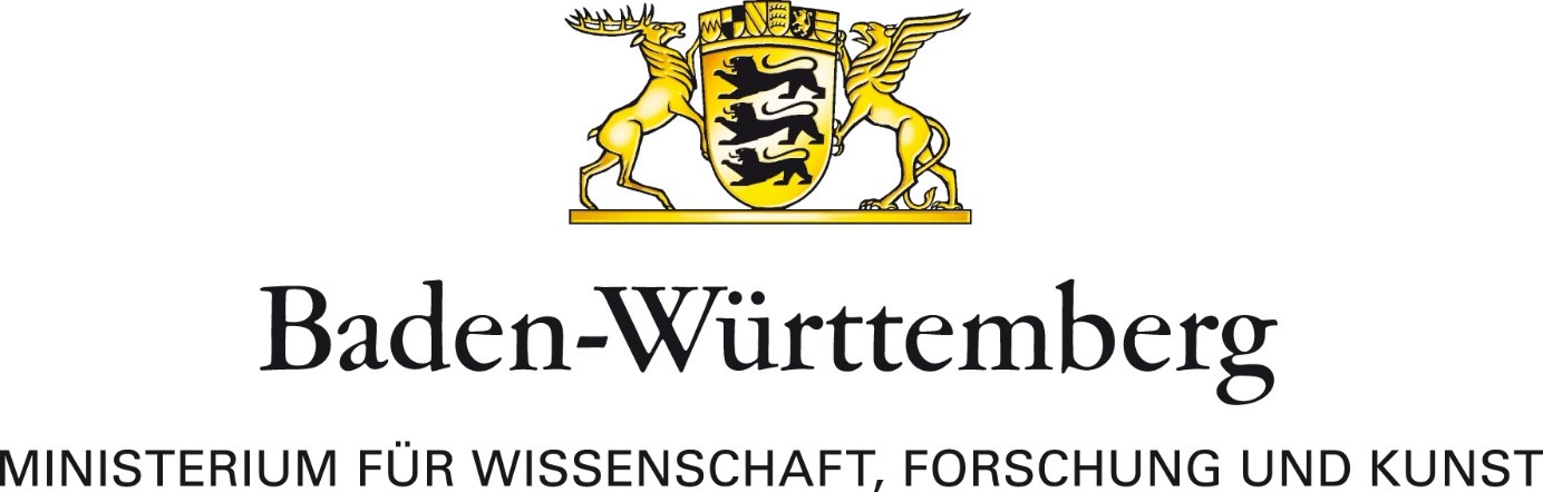 Logo of the state of Baden-Wurttemberg, crest on top, name of the state at the bottom.