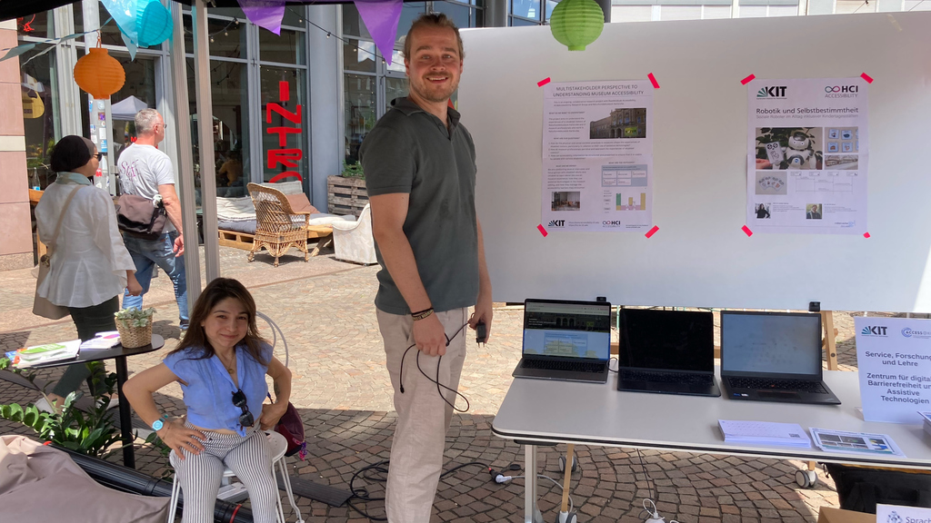 Our booth with research prototypes and posters.